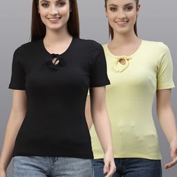Friskers Black and Yellow Keyhole Neck Organic Cotton Top-image-30