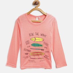 Kids On Board Girls Peach-Coloured Printed Regular Top-picture-7