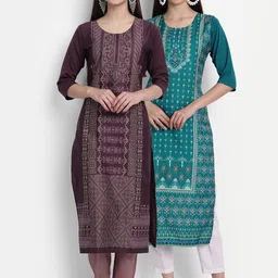 7Threads Women Pack Of 2 Digital Print Straight Kurtas-picture-28