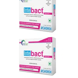 Dr. Morepen Set Of 2 Intebact Probiotic Capsules For Gut Health - 10 Veg Capsules Each-1