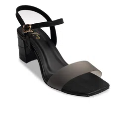 Dapper Feet-Fancy Nancy Open Toe Block Heels With Buckle Closure image 1