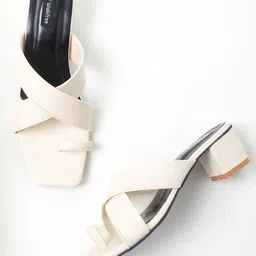 Walkfree One Toe Cross Strap Block Heels-0