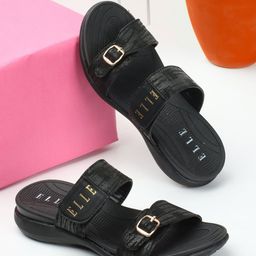 ELLE Textured Open Toe Comfort Heels-99