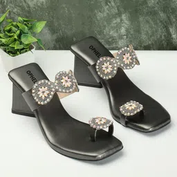 OPHELIA Embellished One Toe Block Heels-17