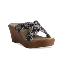 ERIDANI Printed Open Toe Wedge Heels-14