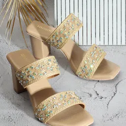 Anouk Embellished Ethnic Block Heels-5