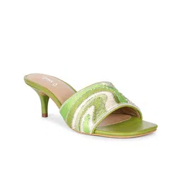 Saint G Embellished Open Toe Leather Kitten Heels image 4