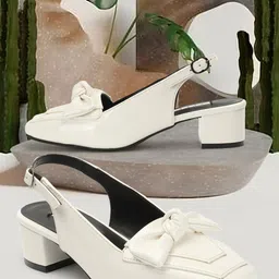 ELLE Square Toe Block Mules With Bows & Buckles-50