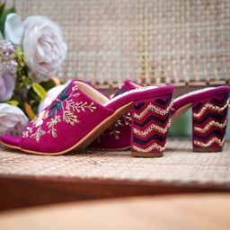 TIESTA Embellished Open Toe Block Heeled Mules image 2