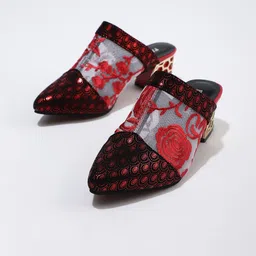 LULU & SKY Printed Pointed Toe Block Heeled Mules image 3