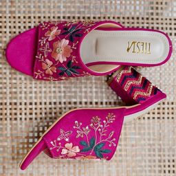 TIESTA Embellished Open Toe Block Heeled Mules image 3
