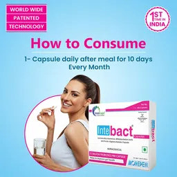 Dr. Morepen Set Of 2 Intebact Probiotic Capsules For Gut Health - 10 Veg Capsules Each image 2