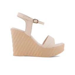 Get Glamr Open Toe Wedges With Buckles image 5