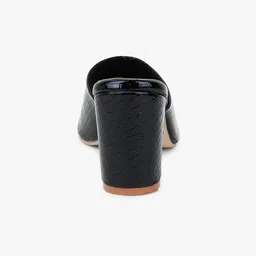 Glitzy Galz Black Textured Block Heels image 4