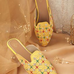 House of Pataudi Women Woven Design Ethnic Mules-39