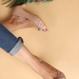 XE Looks Textured Peep Toe Kitten Heels-52