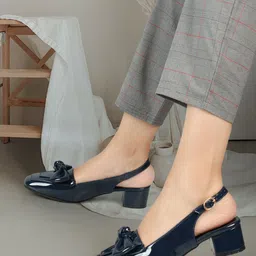 ELLE Square Toe Block Mules With Backstrap & Bow Detail image 4