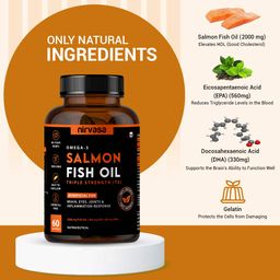 Nirvasa Omega-3 Salmon Fish Oil Triple Strength (Pack of 6),  60 capsules  image 3