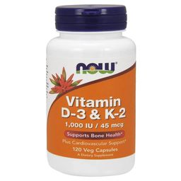 Now Vitamin D3 & K2 (1000 IU),  120 veggie capsule(s)  Unflavoured -0