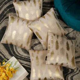 hosta homes Cream Velvet Abstract 16X16 Inches Cushion Covers (Pack of 5)-picture-29
