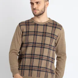 Status Quo Checked Round Neck Pullover-image-26