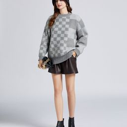 JC Collection Women Grey Checked Pullover-image-52