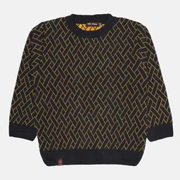 TREPASS Boys Charcoal & Olive Green Self-Design Woolen Pullover-image-19