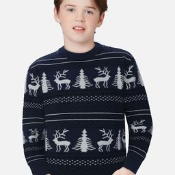 Gini and Jony Boys Navy Blue & White Printed Pullover-picture-33