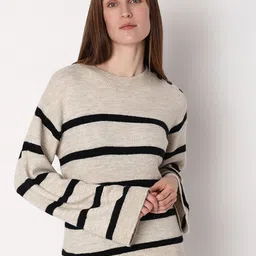 Vero Moda Striped Acrylic Pullover Sweaters-image-46
