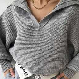 LULU & SKY Striped Lapel Collar Pullover-20