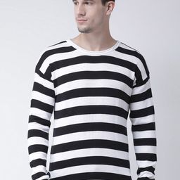 Club York Men Black & White Striped Pullover-image-41