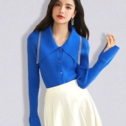 JC Collection Women Blue Ribbed Cardigan-image-49