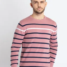 Status Quo Striped Cotton Pullover-image-98