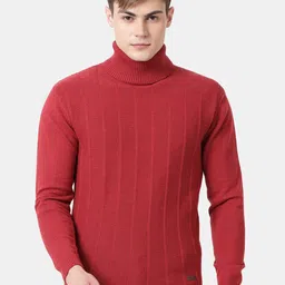 t-base Self Designed Turtle Neck Cotton Pullover-image-4