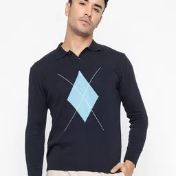 ARMISTO Geometric Printed Polo Collar Pure Cotton Pullover-picture-7