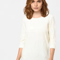 Vero Moda Women Beige Cable Knit Pullover-image-74