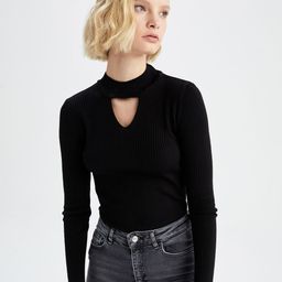 DeFacto Women Black Cable Knit Pullover-image-85