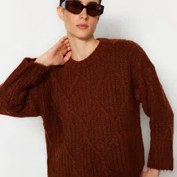 Trendyol Self Design Cable Knit Pullover-image-85