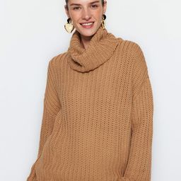 Trendyol Cable Knit Self Design Turtle Neck Acrylic Pullover Sweater-picture-0