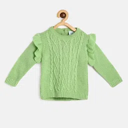 MINI KLUB Girls Green Cable Knit Pullover-image-92
