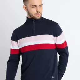 Status Quo Colourblocked Cotton Pullover-image-42