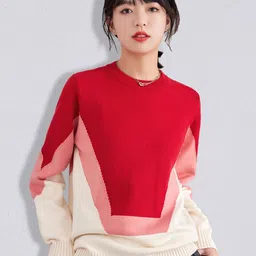 JC Collection Women Red & White Colourblocked Pullover-image-85