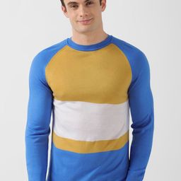 Peter England Casuals Round Neck Long Sleeves Colourblocked Ribbed Hem Regular Pullover-picture-28