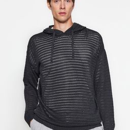 Trendyol Self Designed Acrylic Hooded Pullover-image-26