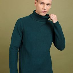 HIGHLANDER Green Turtle Neck Acrylic Pullover-image-94
