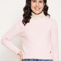 Duke Cable Knit Self Design Acrylic Crop Pullover Sweater-image-45
