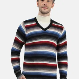 Monte Carlo Men Blue & Black Striped Pullover-image-94