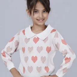 JoE Hazel Girls Conversational Self Design Pullover Sweater-image-92