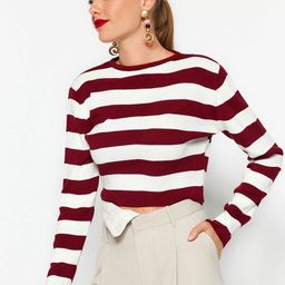 Trendyol Striped Long Sleeves Crop Acrylic Pullover-41
