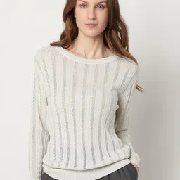 Vero Moda Open Knit Self Design Pullover Sweater-48